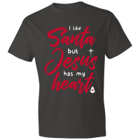 Load image into Gallery viewer, Designs by MyUtopia Shout Out:I Like Santa but Jesus Has My Heart - Lightweight T-Shirt,Smoke / S,Adult Unisex T-Shirt
