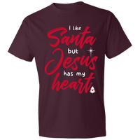 Load image into Gallery viewer, Designs by MyUtopia Shout Out:I Like Santa but Jesus Has My Heart - Lightweight T-Shirt,Maroon / S,Adult Unisex T-Shirt
