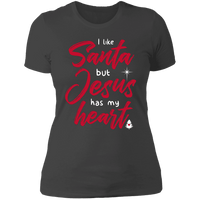 Load image into Gallery viewer, Designs by MyUtopia Shout Out:I Like Santa but Jesus Has My Heart - Ultra Cotton Ladies&#39; T-Shirt,Heavy Metal / X-Small,Ladies T-Shirts
