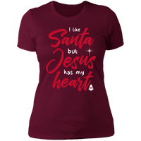 Load image into Gallery viewer, Designs by MyUtopia Shout Out:I Like Santa but Jesus Has My Heart - Ultra Cotton Ladies&#39; T-Shirt,Maroon / X-Small,Ladies T-Shirts
