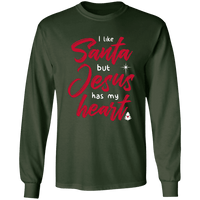 Load image into Gallery viewer, Designs by MyUtopia Shout Out:I Like Santa but Jesus Has My Heart - Ultra Cotton Long Sleeve T-Shirt,Forest Green / S,Long Sleeve T-Shirts
