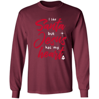 Load image into Gallery viewer, Designs by MyUtopia Shout Out:I Like Santa but Jesus Has My Heart - Ultra Cotton Long Sleeve T-Shirt,Maroon / S,Long Sleeve T-Shirts
