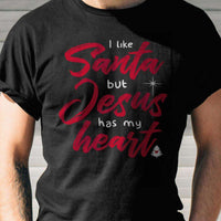 Load image into Gallery viewer, Designs by MyUtopia Shout Out:I Like Santa But Jesus Has My Heart Adult Unisex T-Shirt
