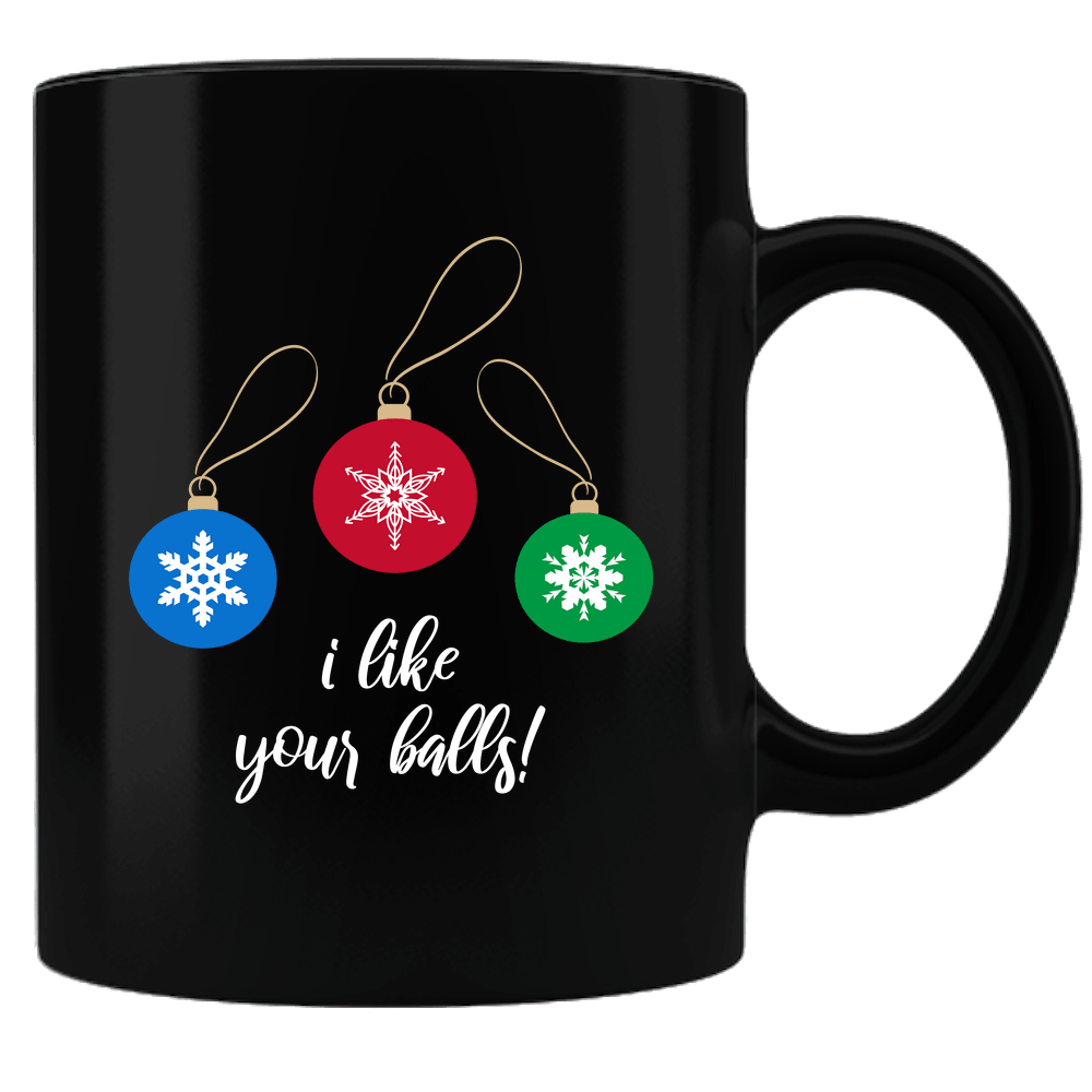 Designs by MyUtopia Shout Out:I Like Your Balls Ceramic Black Coffee Mug,Default Title,Ceramic Coffee Mug