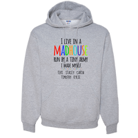 Load image into Gallery viewer, Designs by MyUtopia Shout Out:I Live in a MadHouse Run By a Tiny Army I Made Personalized Adult Hoodie,Athletic Heather / S,Pullover Hoodie
