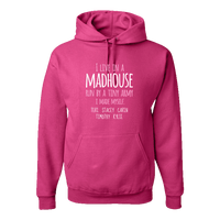 Load image into Gallery viewer, Designs by MyUtopia Shout Out:I Live in a MadHouse Run By a Tiny Army I Made Personalized Adult Hoodie,Cyber Pink / S,Pullover Hoodie
