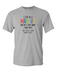 Load image into Gallery viewer, Designs by MyUtopia Shout Out:I Live in a MadHouse Run By a Tiny Army I Made Personalized Adult Unisex T-Shirt,Athletic Heather / S,Adult Unisex T-Shirt
