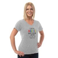 Load image into Gallery viewer, Designs by MyUtopia Shout Out:I Live in a MadHouse Run By a Tiny Army I Made Personalized Ladies V Neck Tee
