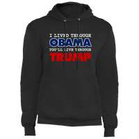Load image into Gallery viewer, Designs by MyUtopia Shout Out:I Lived Through Obama You&#39;ll Live Through Trump Core Fleece Pullover Hoodie,S / Jet Black,Pullover Hoodie
