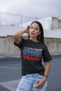 Load image into Gallery viewer, Designs by MyUtopia Shout Out:I Lived Through Obama You&#39;ll Live Through Trump Unisex Jersey Short-Sleeve T-Shirt
