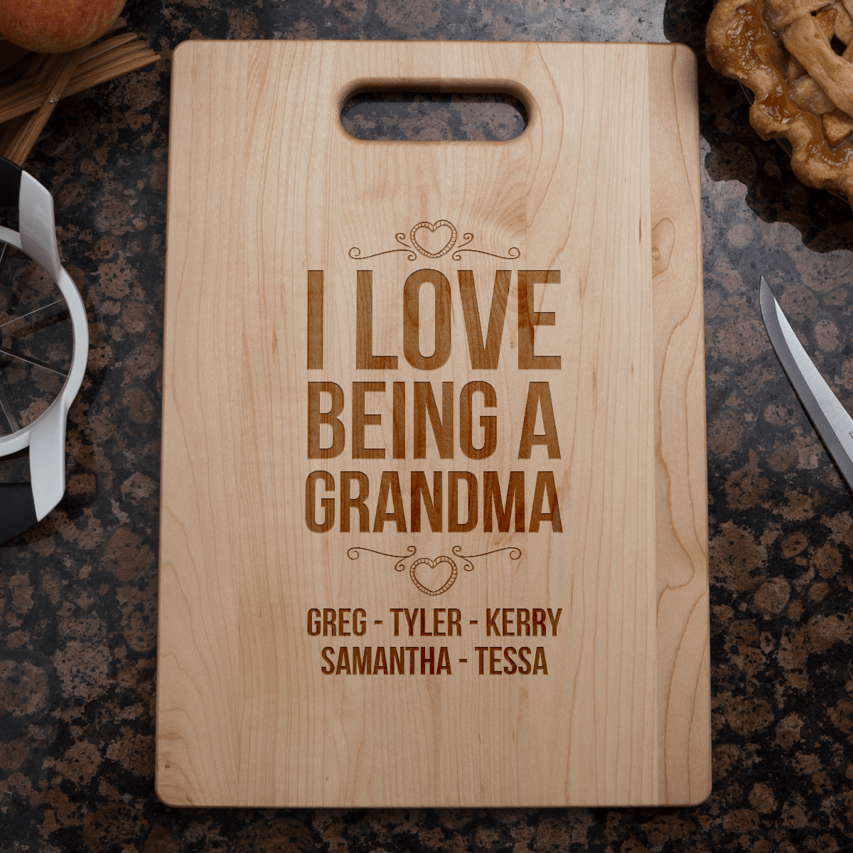 Designs by MyUtopia Shout Out:I Love Being A Grandma Personalized Engraved Maple Cutting Board