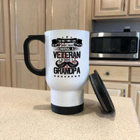 Load image into Gallery viewer, Designs by MyUtopia Shout Out:I Love Being a Veteran and a Grandpa 14oz Stainless Steel Travel Mug
