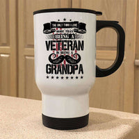 Load image into Gallery viewer, Designs by MyUtopia Shout Out:I Love Being a Veteran and a Grandpa 14oz Stainless Steel Travel Mug
