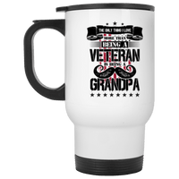 Load image into Gallery viewer, Designs by MyUtopia Shout Out:I Love Being a Veteran and a Grandpa 14oz Stainless Steel Travel Mug,White / 14 oz,Travel Mug
