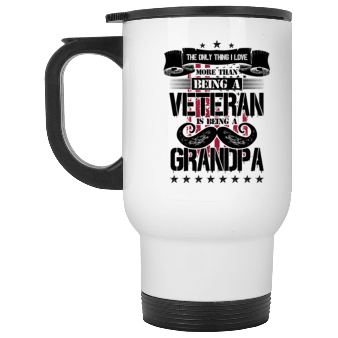 Designs by MyUtopia Shout Out:I Love Being a Veteran and a Grandpa 14oz Stainless Steel Travel Mug,White / 14 oz,Travel Mug
