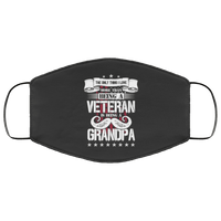 Load image into Gallery viewer, Designs by MyUtopia Shout Out:I Love Being a Veteran and Grandpa Flat Fabric Face Mask with Ear Loops,2 Layer Fabric Face Mask / Grey / Adult,Fabric Face Mask
