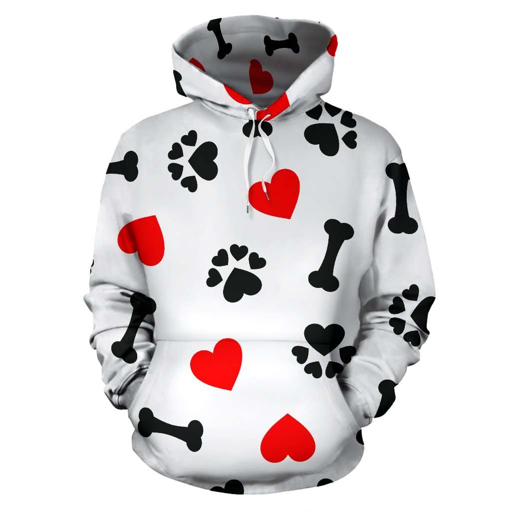 Designs by MyUtopia Shout Out:I Love Dogs All Over Printed Pullover Hoodie,Men's Hoodie / S / White,Pullover Hoodie