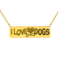 Load image into Gallery viewer, Designs by MyUtopia Shout Out:I Love Dogs Engraved Personalized Horizontal Bar Necklace,18K Gold Over Stainless Steel / No,Necklace
