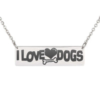 Load image into Gallery viewer, Designs by MyUtopia Shout Out:I Love Dogs Engraved Personalized Horizontal Bar Necklace
