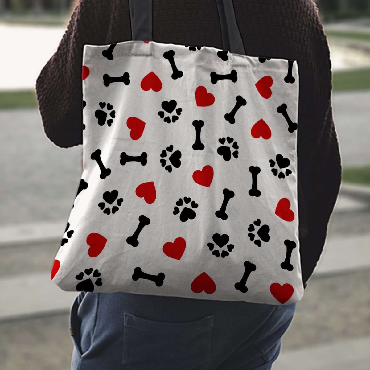 Designs by MyUtopia Shout Out:I Love Dogs Fabric Reusable Shopping Totebag - Just Pay Shipping