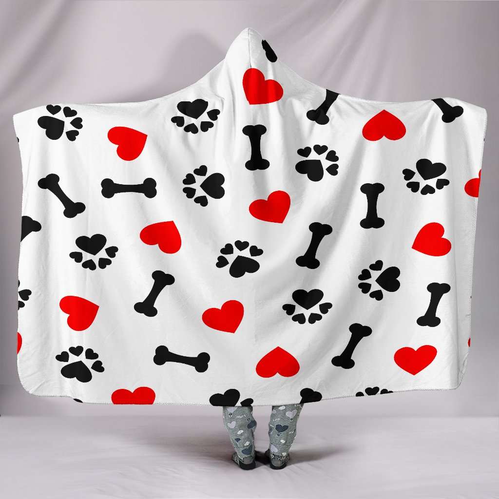 Designs by MyUtopia Shout Out:I Love Dogs Premium Vegan Suede Medium Weight Hooded Blanket - Tall (80x60 & 60x45),Youth 60"x45",Hooded Blanket