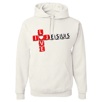 Load image into Gallery viewer, Designs by MyUtopia Shout Out:I Love Jesus Christian Crossword Pullover Hoodie,White / S,Pullover Hoodie
