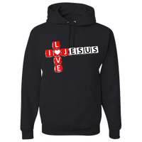 Load image into Gallery viewer, Designs by MyUtopia Shout Out:I Love Jesus Christian Crossword Pullover Hoodie,Black / S,Pullover Hoodie
