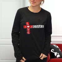 Load image into Gallery viewer, Designs by MyUtopia Shout Out:I Love Jesus Crossword Adult Long Sleeve Tee
