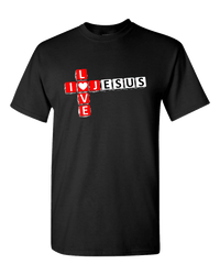 Load image into Gallery viewer, Designs by MyUtopia Shout Out:I Love Jesus Crossword Adult Unisex T-Shirt,Black / S,Adult Unisex T-Shirt
