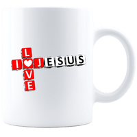 Load image into Gallery viewer, Designs by MyUtopia Shout Out:I Love Jesus Crossword Ceramic White Coffee Mug,11oz / White,Ceramic Coffee Mug
