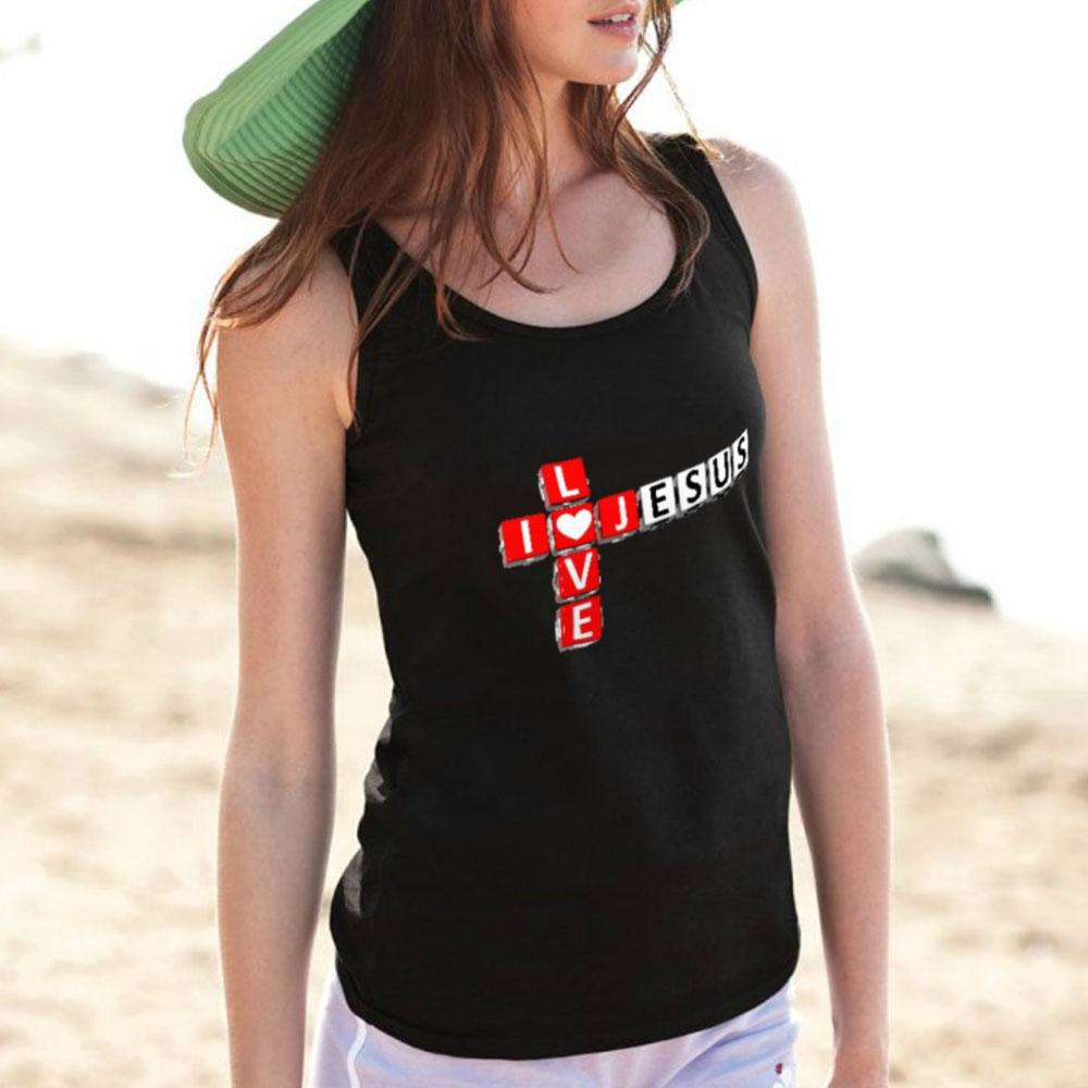 Designs by MyUtopia Shout Out:I Love Jesus Crossword Unisex Tank Top