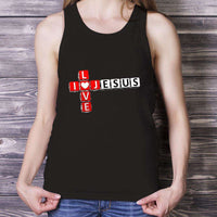 Load image into Gallery viewer, Designs by MyUtopia Shout Out:I Love Jesus Crossword Unisex Tank Top
