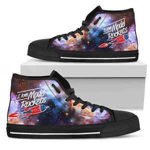 Designs by MyUtopia Shout Out:I Love Model Rockets Canvas Mens Hightop Sneakers
