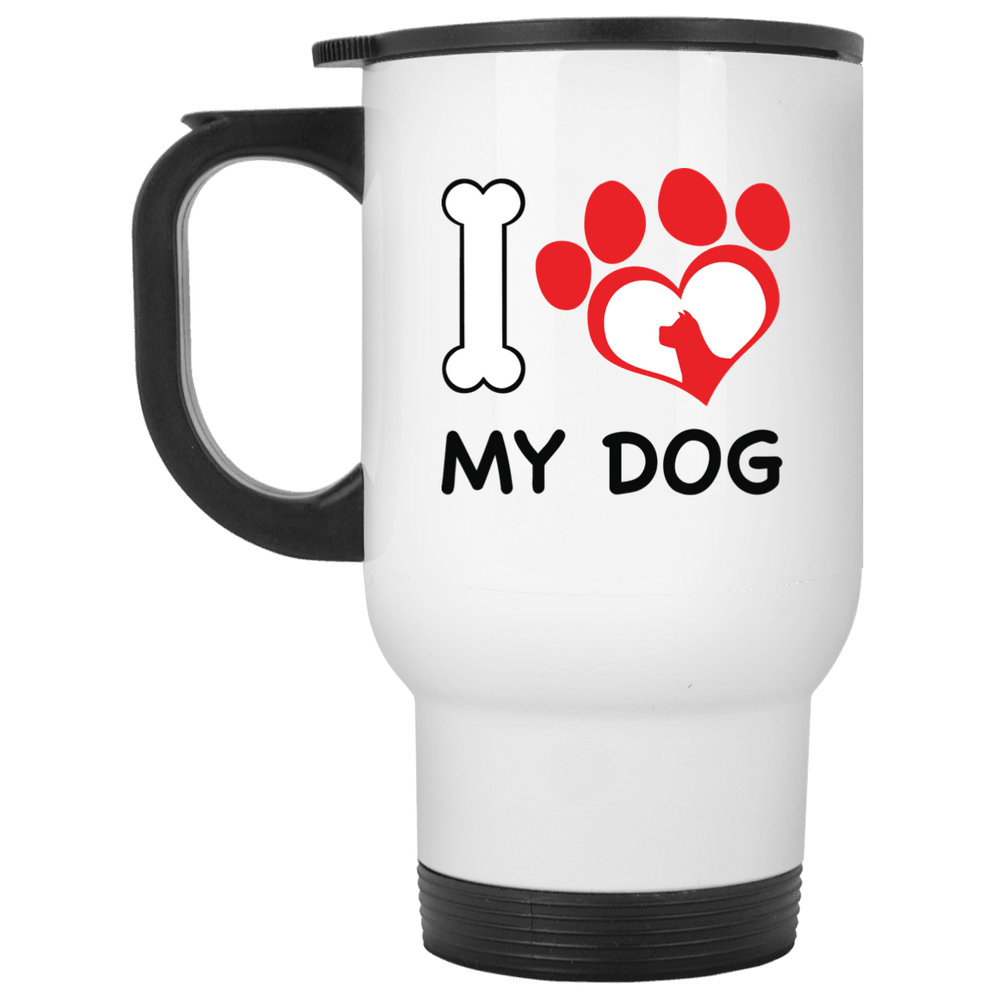 Designs by MyUtopia Shout Out:I Love My Dog 20 oz Stainless Steel Travel Coffee Mug,White / One Size,Travel Mug