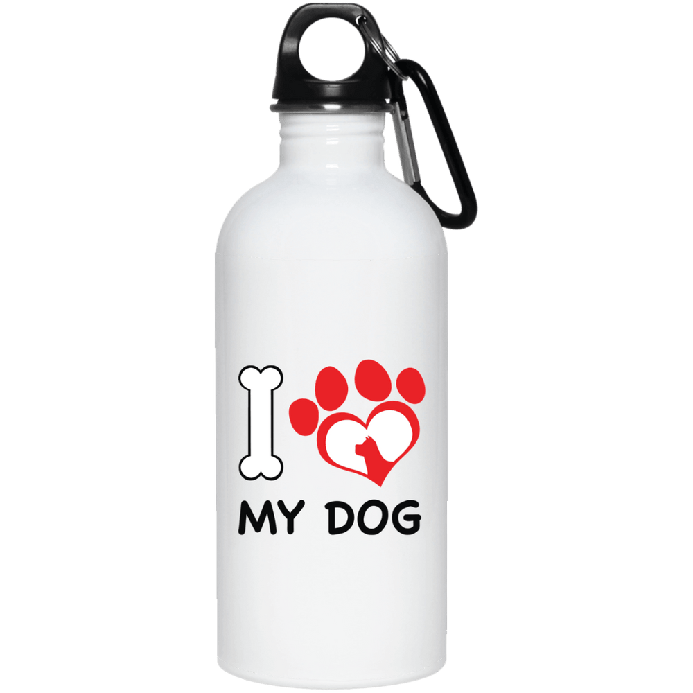 Designs by MyUtopia Shout Out:I Love My Dog 20 oz. Stainless Steel Water Bottle,White / One Size,Water Bottles