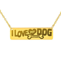 Load image into Gallery viewer, Designs by MyUtopia Shout Out:I Love My Dog Engraved Horizontal Bar Necklace,18K Gold Over Stainless Steel / No,Necklace
