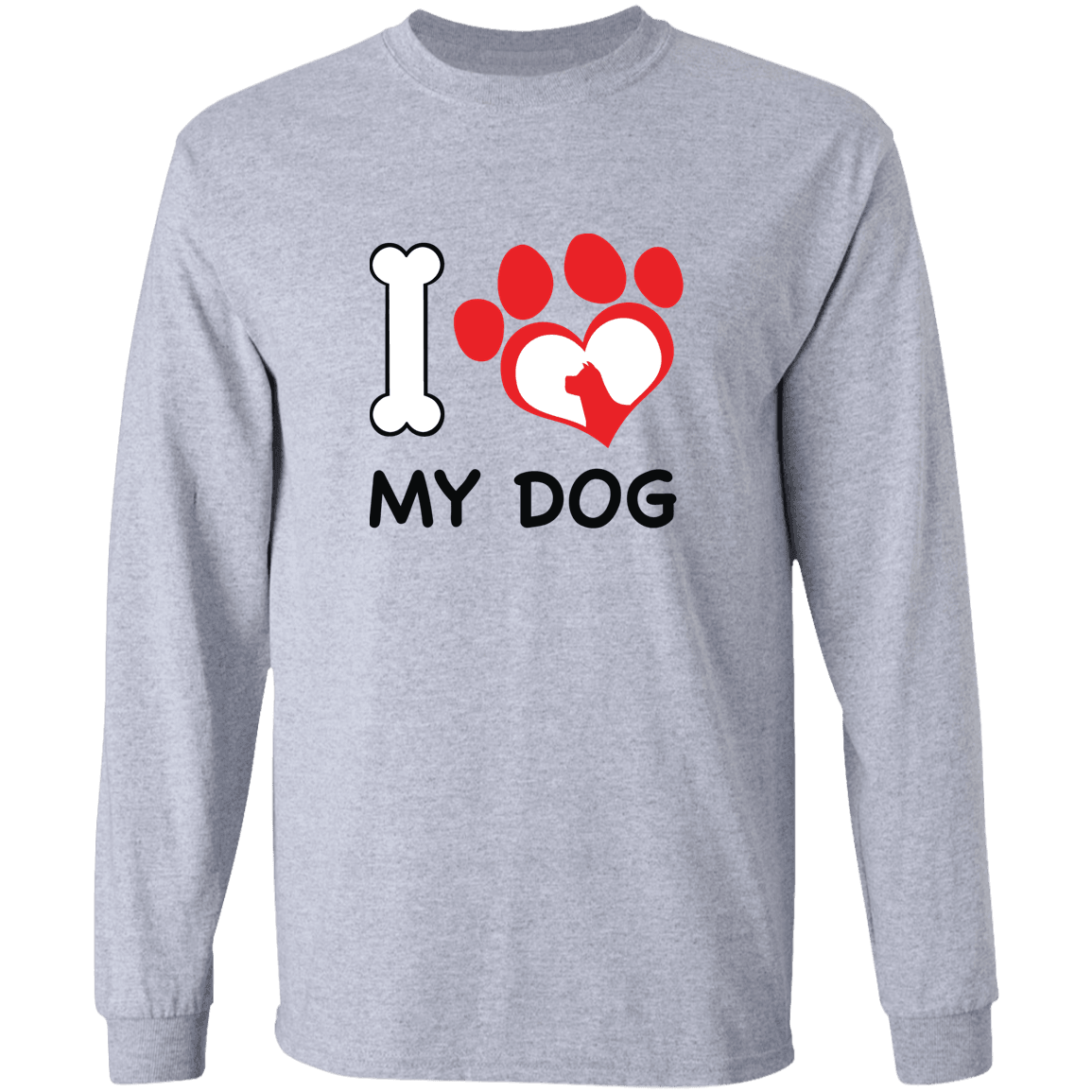 Designs by MyUtopia Shout Out:I Love My Dog Long Sleeve Ultra Cotton Unisex T-Shirt,Sport Grey / S,Long Sleeve T-Shirts