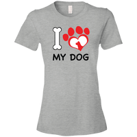 Load image into Gallery viewer, Designs by MyUtopia Shout Out:I Love My Dog Mens/Ladies Crew Neck T-Shirt,Ladies&#39; T-Shirt / Heather Grey / S,Ladies T-Shirts
