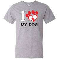 Load image into Gallery viewer, Designs by MyUtopia Shout Out:I Love My Dog Mens/Ladies V-Neck T-Shirt,Men&#39;s V-Neck T-Shirt / Heather Grey / S,Ladies T-Shirts
