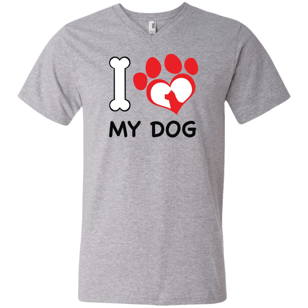Designs by MyUtopia Shout Out:I Love My Dog Mens/Ladies V-Neck T-Shirt,Men's V-Neck T-Shirt / Heather Grey / S,Ladies T-Shirts