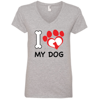 Load image into Gallery viewer, Designs by MyUtopia Shout Out:I Love My Dog Mens/Ladies V-Neck T-Shirt,Ladies&#39; V-Neck T-Shirt / Heather Grey / S,Ladies T-Shirts
