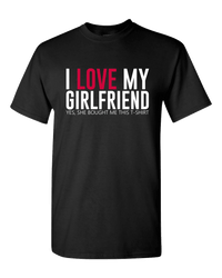 Load image into Gallery viewer, Designs by MyUtopia Shout Out:I Love My Girlfriend Valentines Day Humor Adult Unisex T-Shirt,S / Black,Adult Unisex T-Shirt

