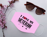 Load image into Gallery viewer, Designs by MyUtopia Shout Out:I Love My Veteran Adult Fabric Face Mask with Elastic Ear Loops
