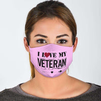 Load image into Gallery viewer, Designs by MyUtopia Shout Out:I Love My Veteran Adult Fabric Face Mask with Elastic Ear Loops
