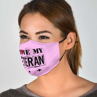 Load image into Gallery viewer, Designs by MyUtopia Shout Out:I Love My Veteran Adult Fabric Face Mask with Elastic Ear Loops
