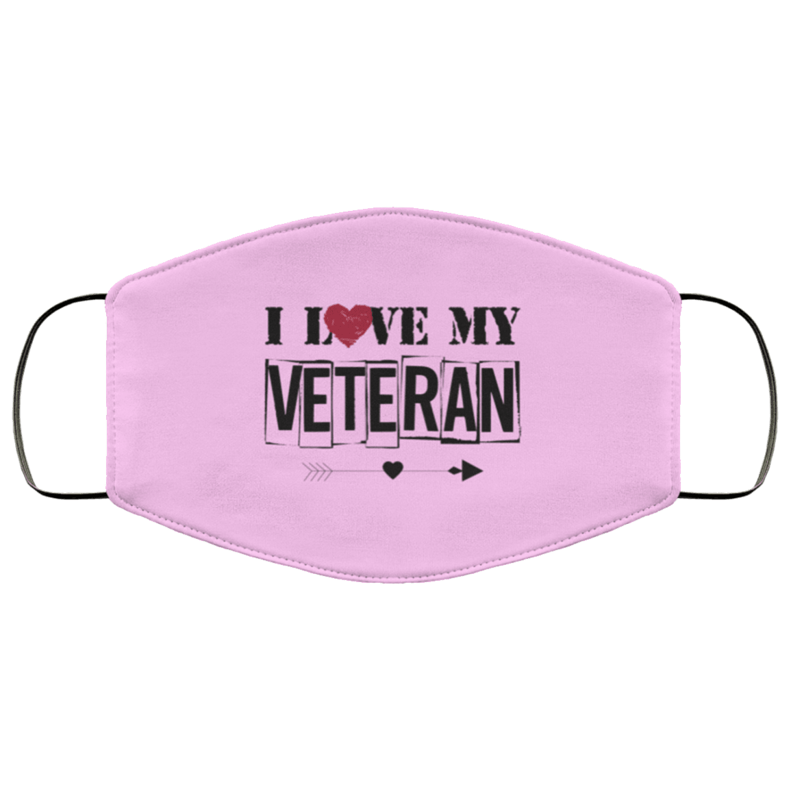 Designs by MyUtopia Shout Out:I Love My Veteran Adult Fabric Face Mask with Elastic Ear Loops,2 Layers Fabric Face Mask / Pink Blush / Adult,Fabric Face Mask