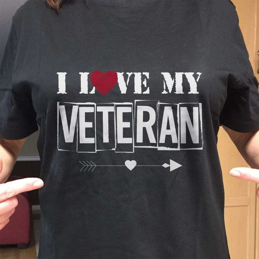 Designs by MyUtopia Shout Out:I Love My Veteran Adult Unisex Cotton Short Sleeve T-Shirt