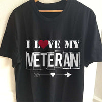 Load image into Gallery viewer, Designs by MyUtopia Shout Out:I Love My Veteran Adult Unisex Cotton Short Sleeve T-Shirt,S / Black,Adult Unisex T-Shirt
