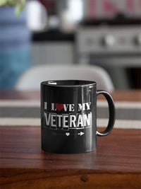 Load image into Gallery viewer, Designs by MyUtopia Shout Out:I Love My Veteran Black Ceramic Coffee Mug

