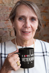 Load image into Gallery viewer, Designs by MyUtopia Shout Out:I Love My Veteran Black Ceramic Coffee Mug
